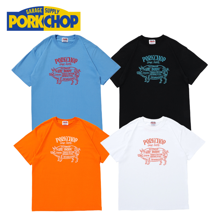 PORKCHOP GARAGE SUPPLY (ポークチョップ ガレージサプライ)　 PORK FRONT S/S TEE　【プリント Tシャツ 半袖】【インタープレイ INT