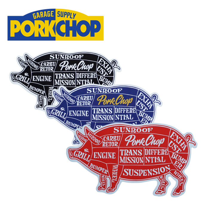PORKCHOP GARAGE SUPPLY (ポークチョップ ガレージサプライ)　 PORK STICKER　【ステッカー シール】【インタープレイ INTERPLAY】