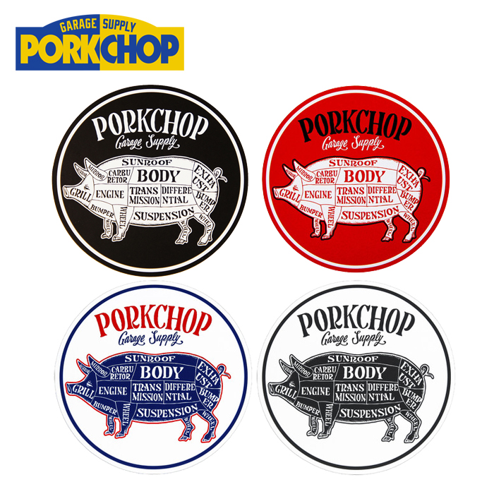 PORKCHOP GARAGE SUPPLY (ポークチョップ ガレージサプライ)　 PORKCHOP CIRCLE STICKER 　【ステッカー シール】【インタープレイ I