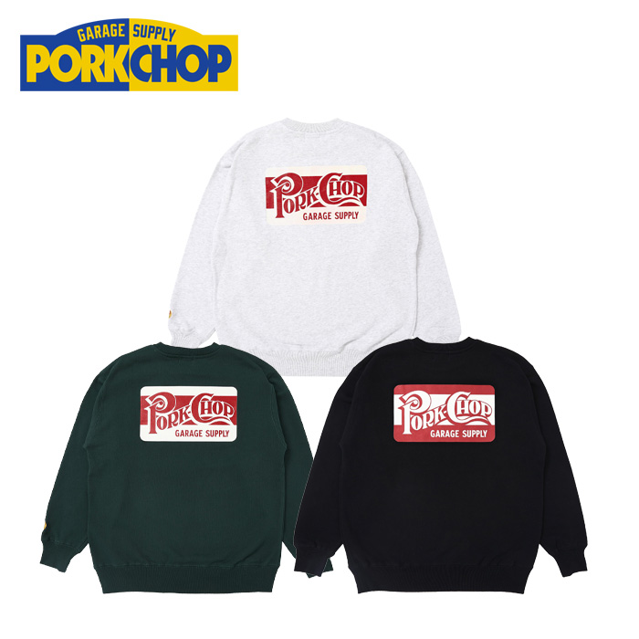 PORKCHOP GARAGE SUPPLY (ポークチョップ ガレージサプライ)　SQUARE LOGO SWEAT　【クルーネック スウェット】【インタープレイ INT
