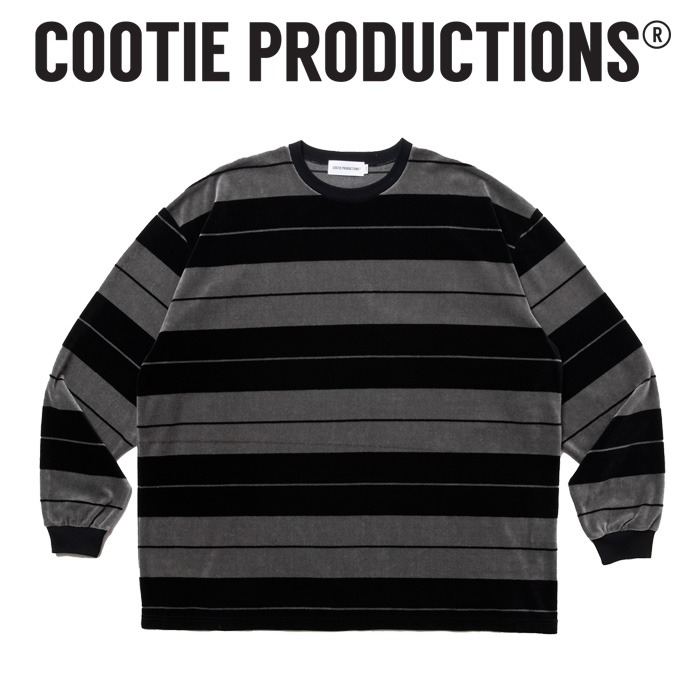 COOTIE (クーティー)　 Velour Border L/S Tee 　【ベロア オーバーサイズ ロングスリーブ TEEシャツ】【COOTIE PRODUCTIONS クーテ