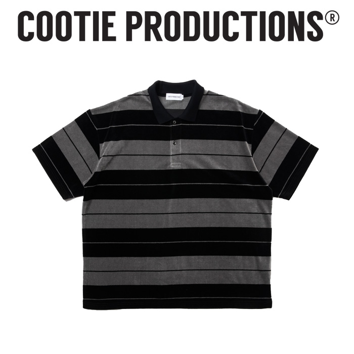 COOTIE (クーティー)　 Velour Border S/S Polo 　【ベロア オーバーサイズ ポロ TEEシャツ】【COOTIE PRODUCTIONS クーティープロダ