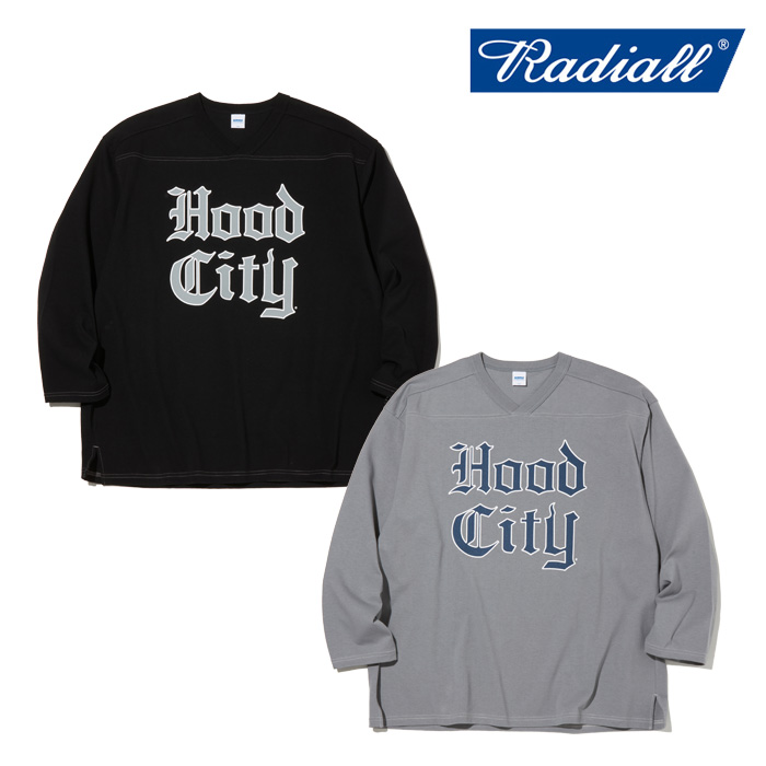 【SALE30%OFF】　RADIALL ラディアル 　HOOD CITY - FOOTBALL T-SHIRT CROPPED SLEEVE　 【フットボールTシャツ】【2024 AUTUMN＆WIN