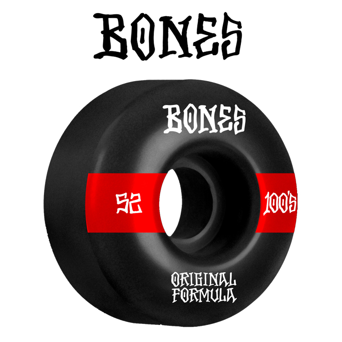 BONESWHEELS(ボーンズウィール)　BONES OG FORMULA 100S 52mm V4 WIDE 100A BLACK　【ボーンズ スケートボード スケボー パーツ ウィ