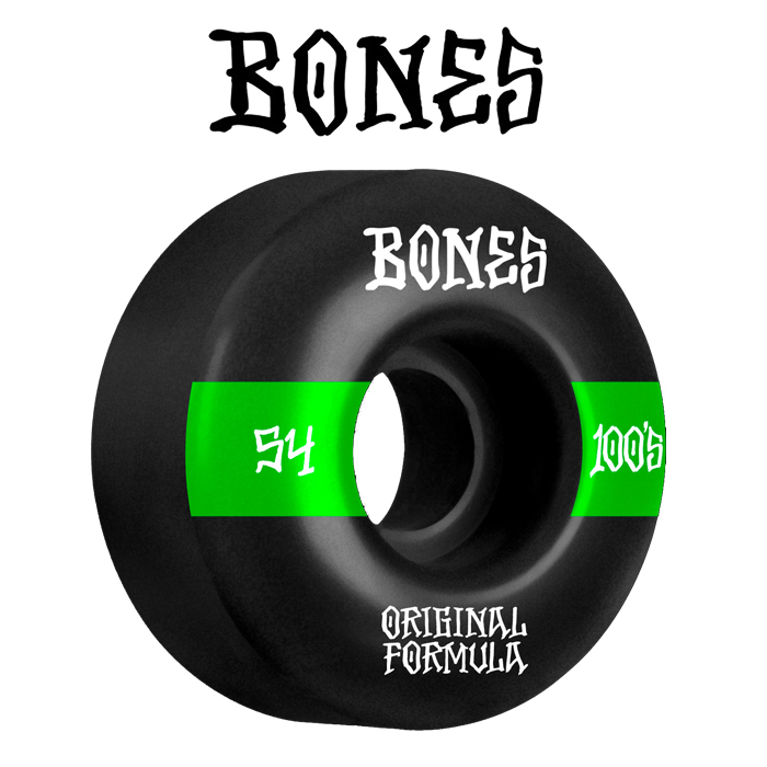 BONESWHEELS(ボーンズウィール)　BONES OG FORMULA 100S 54mm V4 WIDE 100A BLACK　【ボーンズ スケートボード スケボー パーツ ウィ