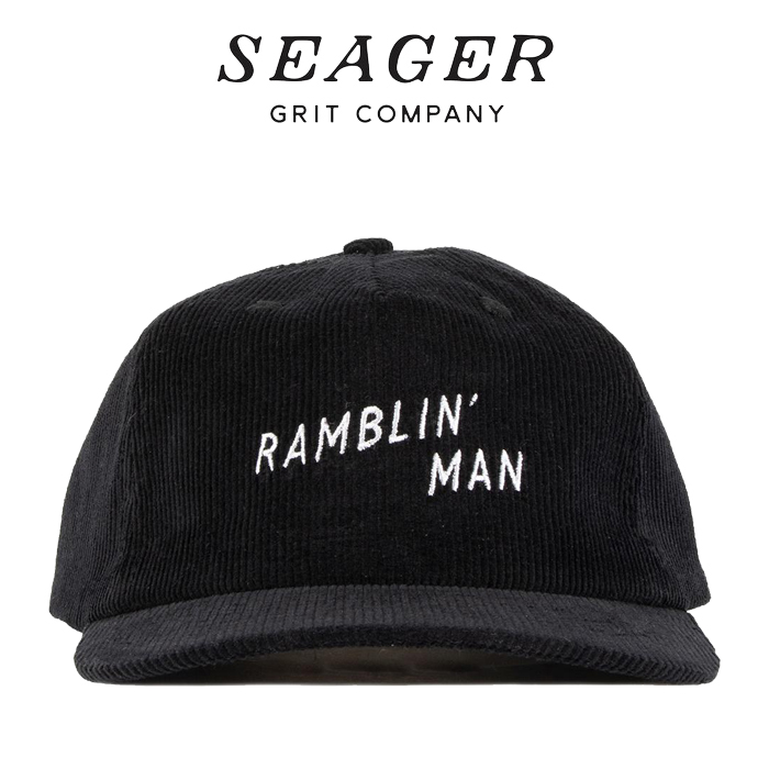 SEAGER(シーガー)　RAMBLIN' MAN CORDUROY SNAPBACK BLACK　【キャップ 帽子】【シーガー キャップ】【定番 人気 シンプル アウトド