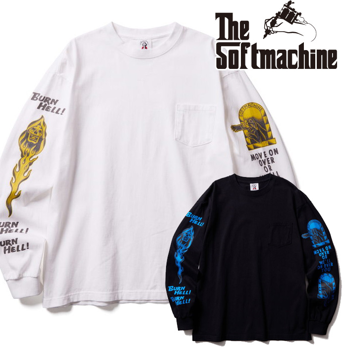 【SALE30%OFF】　SOFTMACHINE (ソフトマシーン)　BURN HELL L/S　【Tシャツ 長袖】【ホワイト ブラック タトゥー】【2025 SUMMER VAC
