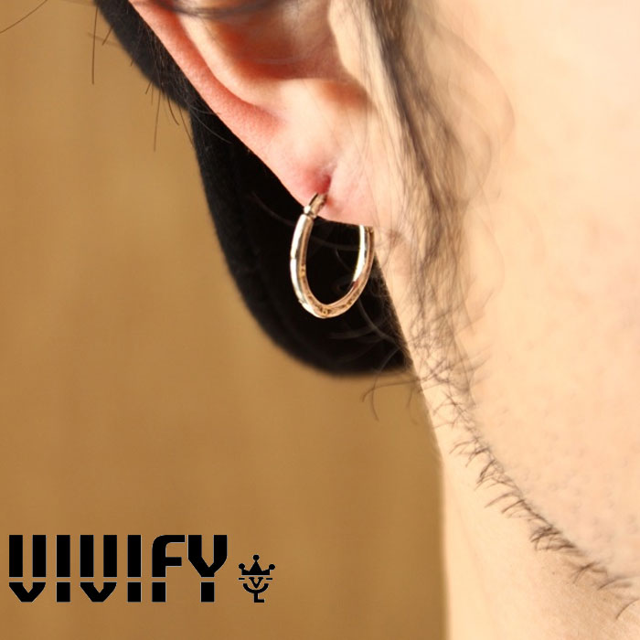 VIVIFY(ヴィヴィファイ）　Hammered Hoop Pierce w/gold　【オーダーメイド受注生産】【キャンセル不可】　【VIVIFY フープピアス】