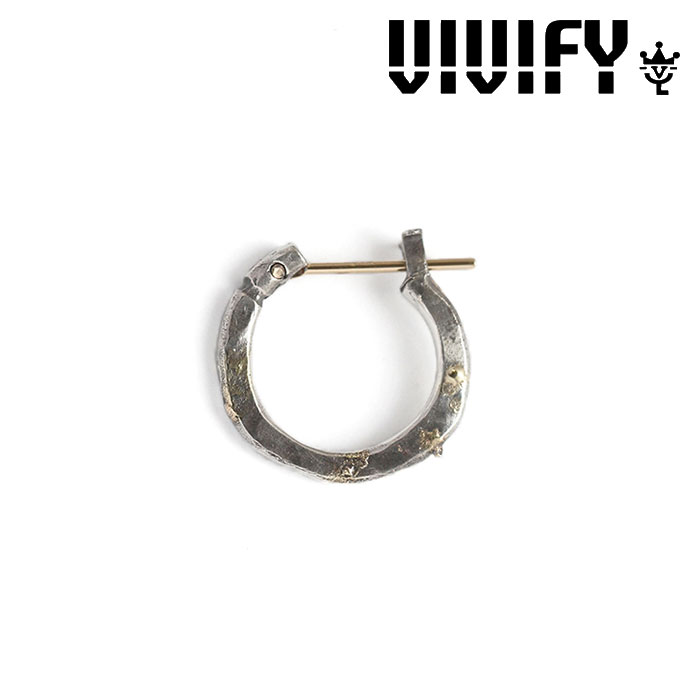 VIVIFY(ヴィヴィファイ）　K18goldpost Hammered Hoop Pierce(S) w/gold　【オーダーメイド 受注生産】【キャンセル不可】　【VIVIFY