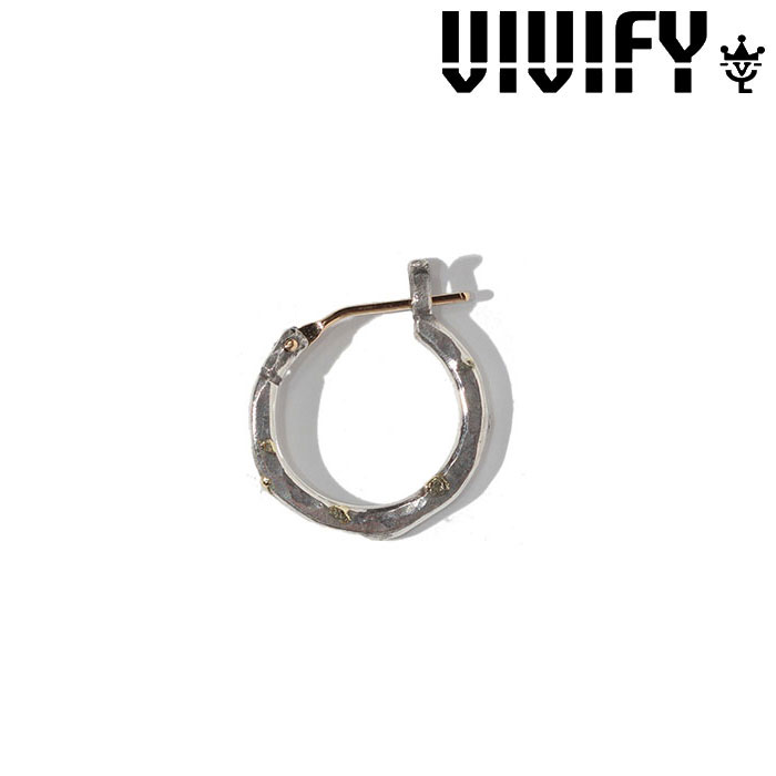 VIVIFY(ヴィヴィファイ)(ビビファイ) 　K18goldpost HammeredHoop Pierce（M）w/gold　【オーダーメイド受注生産】【キャンセル不可