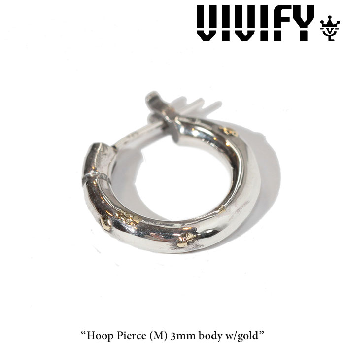 VIVIFY(ヴィヴィファイ)(ビビファイ) 　Hoop Pierce（M）3mm body w/gold　【オーダーメイド受注生産】【キャンセル不可】　【VIVIFY