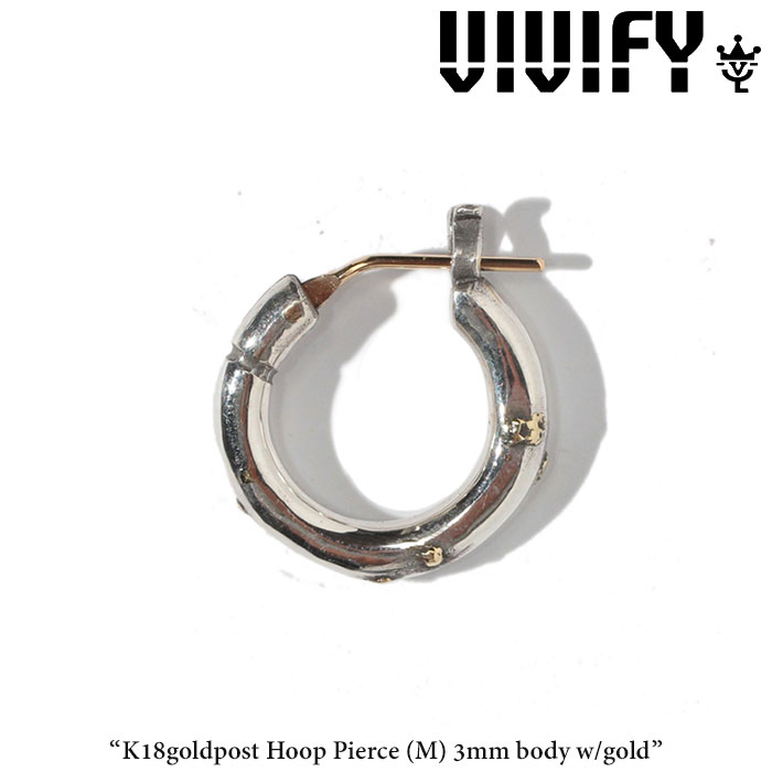 VIVIFY(ヴィヴィファイ)(ビビファイ) 　K18goldpost Hoop Pierce（M）3mm body w/gold　【オーダーメイド受注生産】【キャンセル不可