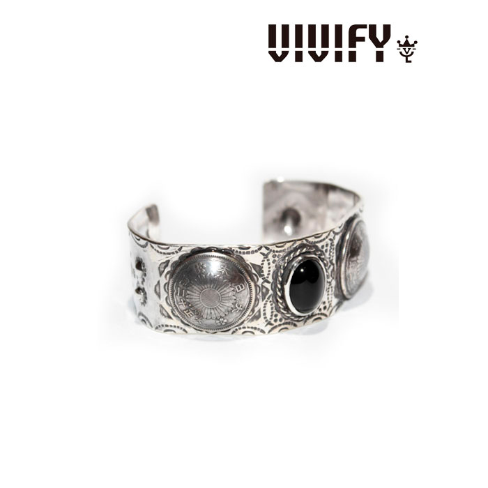VIVIFY(ヴィヴィファイ）　Japanese Old Coin &Onyx Tokyo-Tominzoku Bangle /富士山,雨,雫etc.　 【送料無料】【職人の完全手作業に
