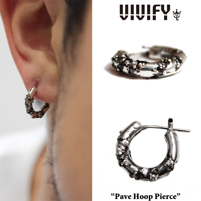 VIVIFY(ヴィヴィファイ）　Pave Hoop Pierce　【オーダーメイド受注生産】【キャンセル不可】　【VIVIFY ピアス】【シルバー ゴール