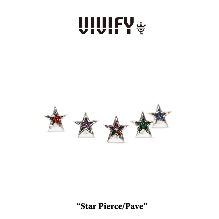VIVIFY(ヴィヴィファイ）　Star Pierce/Pave/color　【オーダーメイド受注生産】【キャンセル不可】　【VIVIFY フープピアス】【シル