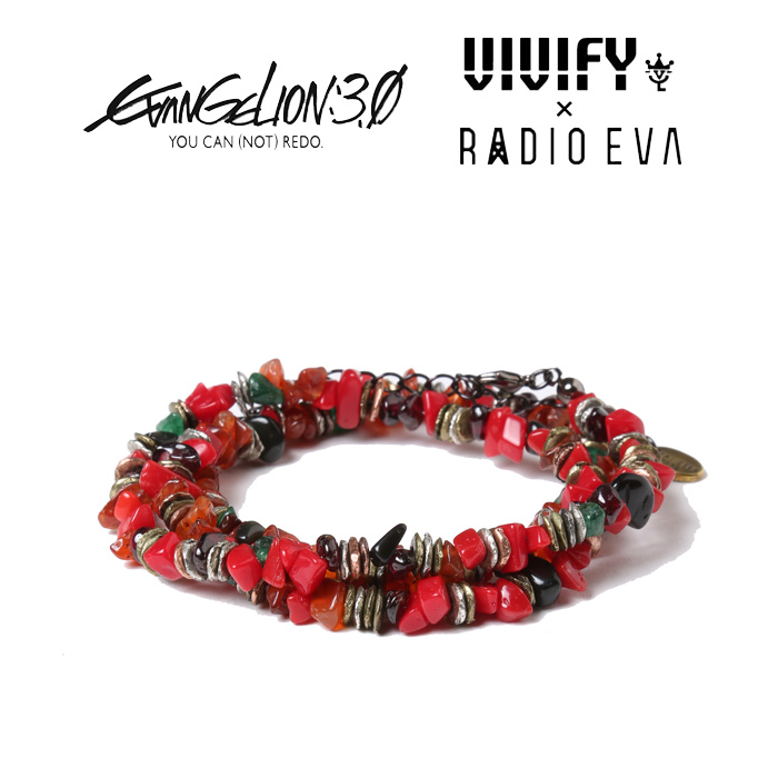 VIVIFY x RADIO EVA　Pebble ＆Metal Chip's Beads Cord/式波・アスカ・ラングレー　【エヴァンゲリオン 公式アクセサリー】【evange