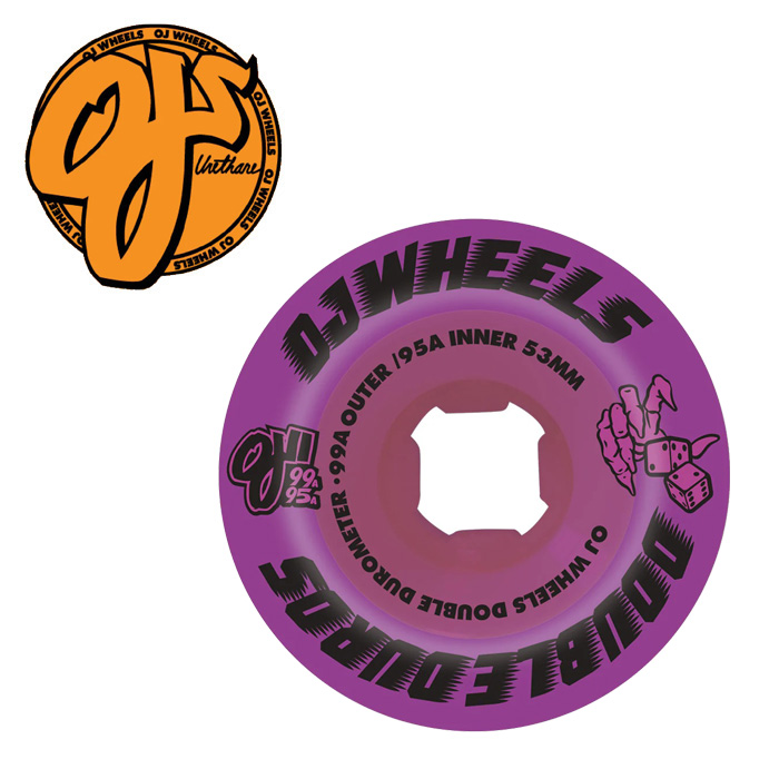 OJ WHEELS(オージェーウィール)　 DOUBLE DURO PURPLE MINI COMBO 99A/95A 53mm 　【オージェー スケートボード スケボー パーツ ウ