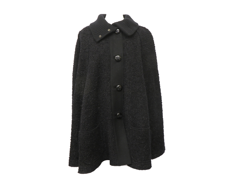 【 ドルチェ＆ガッバーナ DOLCE＆GABBANA 】 ケープ コート ポンチョ サイズ40 ウール ブラック イタリア製 レディース 新着 70259-5
