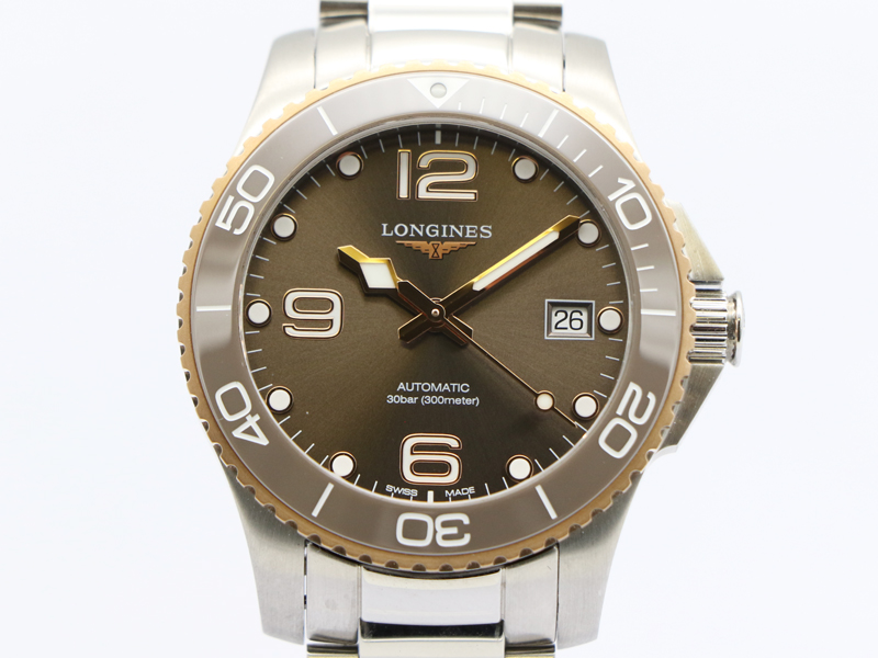 【 ロンジン LONGINES 】 腕時計 L3.780.3.78.6 ハイドロコンクエスト SS/GP 自動巻 デイト メンズ 箱 保 新着 70212-1