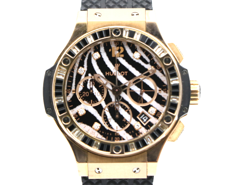 【 ウブロ HUBLOT 】 341.PX.7518 ビックバン ゼブラゴールド 限定250本 K18PG/ラバー クロノ 自動巻 メンズ 箱 保 □新着 00215-0
