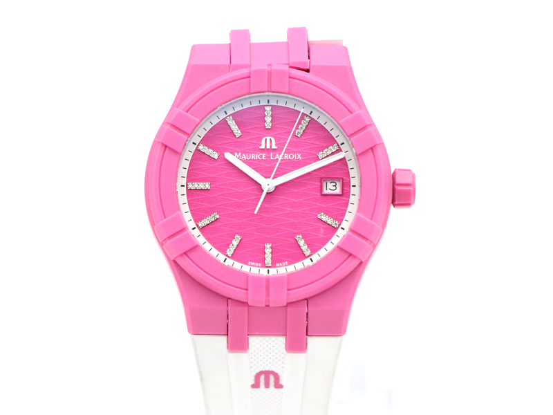 【 モーリスラクロア MAURICE LACROIX 】 AI2008 アイコン タイド プラスチック/ラバー クオーツ デイト 箱 保 レディース □新着 00585-0