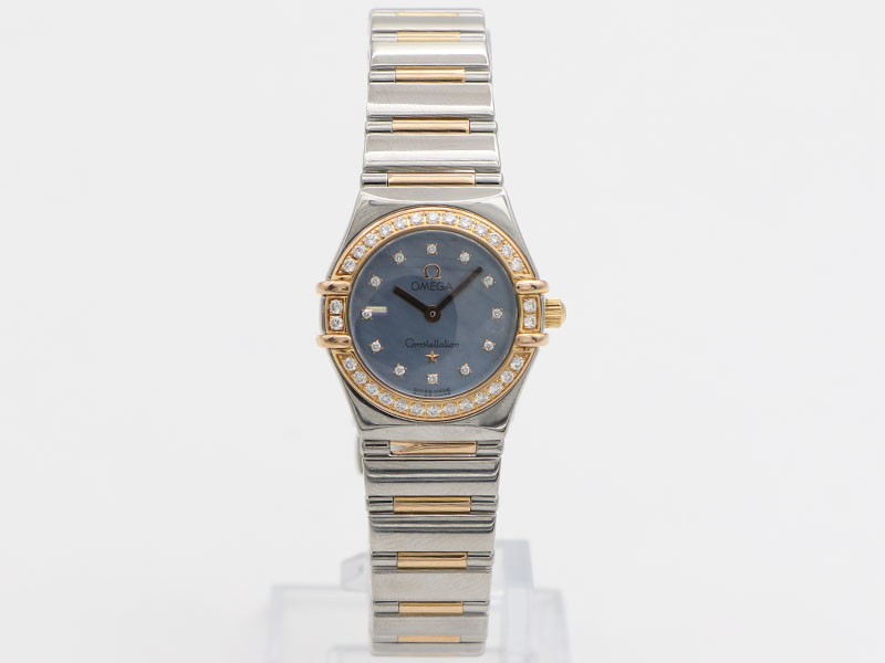 【 オメガ OMEGA 】腕時計 1357.77 コンステ USA限定 PG/SS  ダイヤベゼル 12Pダイヤ シェル文字盤 クォ―ツ レディース □新着 01861-0