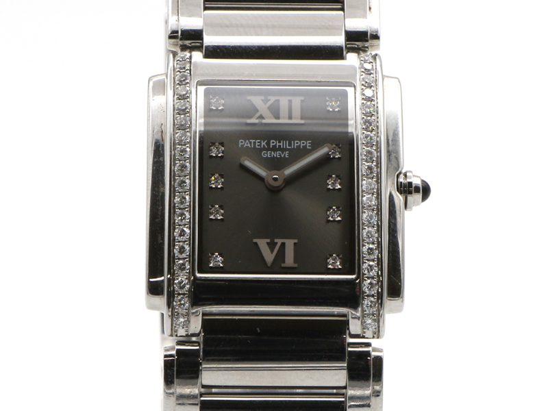【 パテックフィリップ PATEK PHILIPPE 】 トゥエンティフォー 4910/10A ダイヤベゼル SS クォーツ 保 箱 レディース 新着 01868-0