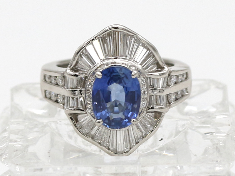 【 プラチナ PT900 】 指輪 リング サファイア 2.065ct ダイヤモンド 1.59ct 13.4g 12号 ソーティング レディース ☆新着 01910-0