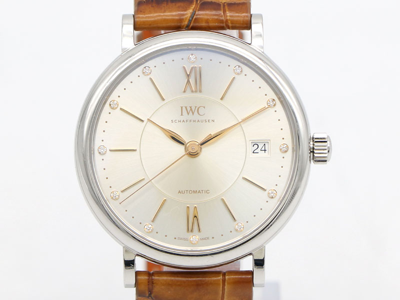 【 インターナショナル・ウォッチ・カンパニー IWC 】IW458101 ポートフィノ デイト 12Pダイヤ SS/革 自動巻 メンズ  □新着70270-1