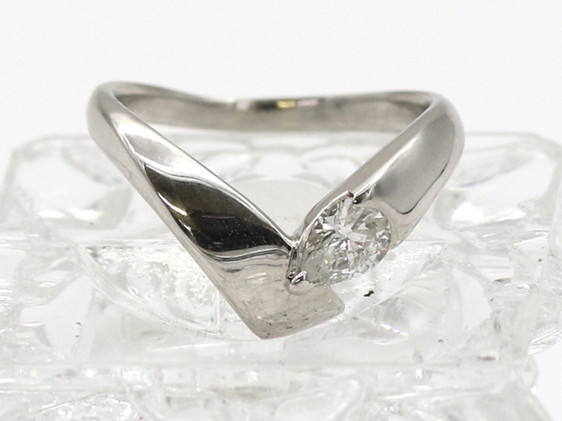 【 プラチナ PT900 】 指輪 リング ペアシェイプカット ダイヤモンド 0.426ct 6.7g 14号 レディース ☆新着 03462-0
