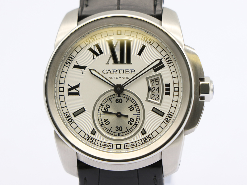 【 カルティエ CARTIER 】 腕時計 W7100013 カリブルドゥカルティエ 45mm SS 革 デイト 自動巻 裏スケ メンズ 箱 新着 70024-1