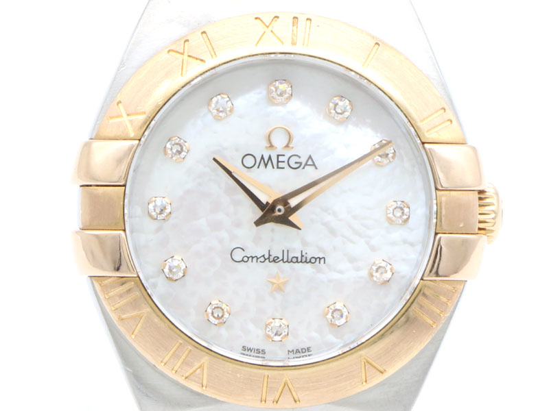 【 オメガ OMEGA 】 腕時計 123.20 コンステレーション ブラッシュ PG/SS 12Pダイヤ シェル文字盤 23mm クォ―ツ レディース □新着 05964-0