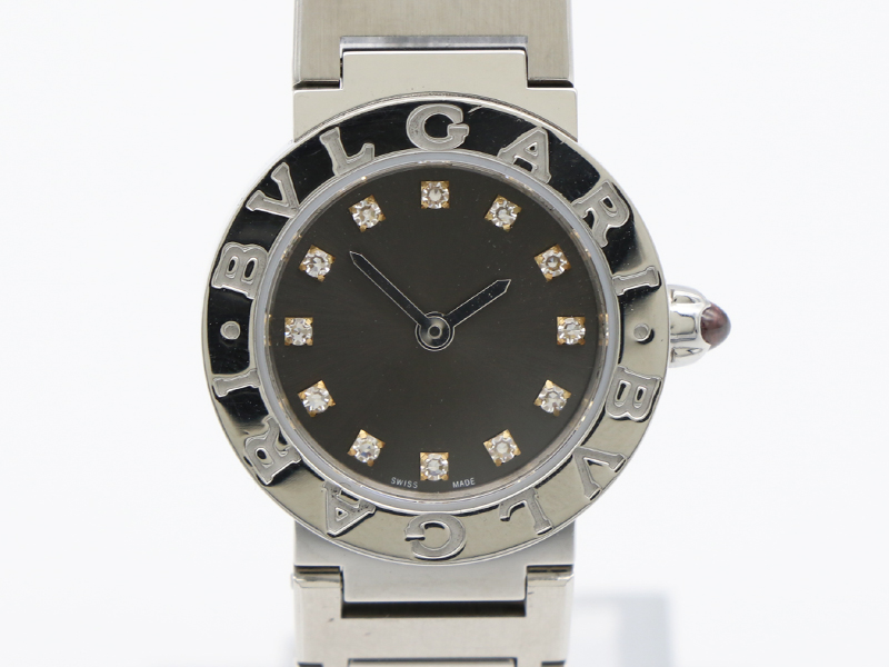 【 ブルガリ BVLGARI 】 BB23SS 新ブレス ブルガリブルガリ 12P ダイヤ SS クォーツ グレーダイヤル レディース 11544-0