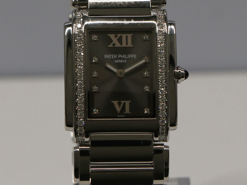 【 パテックフィリップ PATEK PHILIPPE 】 トゥエンティフォー 4910/10A ダイヤベゼル SS クォーツ 保 箱 レディース 新着 01868-0