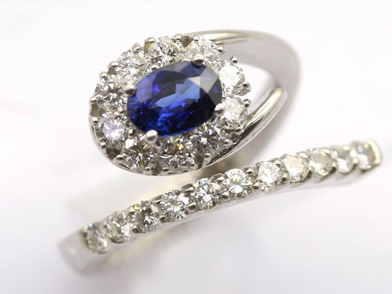 【 プラチナ PT900 】 指輪 リング サファイア0.998ct ダイヤモンド 1.10ct 10.8g 16号 レディース ☆新着 ソーティング 01891-0