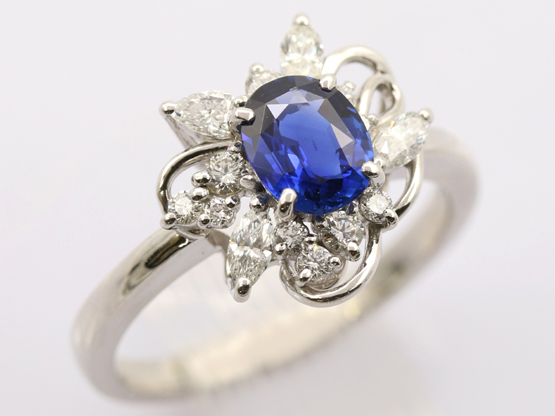 【 プラチナ PT900 】 指輪 リング サファイア0.912ct ダイヤモンド0.42ct 5.0g 13号 レディース ☆新着 ソーティング 01915-0
