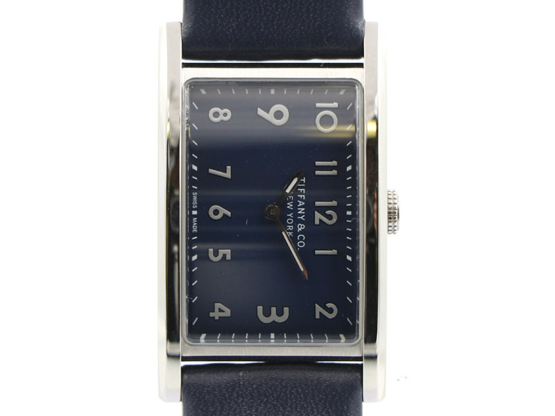 【 ティファニー TIFFANY＆Co. 】 腕時計 イーストウエスト SS 革 クォーツ ネイビー文字盤 替えベルト レディース 新着 70255-1