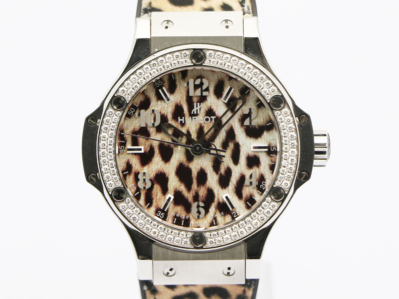 【 ウブロ HUBLOT 】 361.SX.7710.NR.1104.JLE14 ビックバン レオパード ダイヤモンド SS/ラバー クォーツ メンズ 保 箱 □新着 70432-3