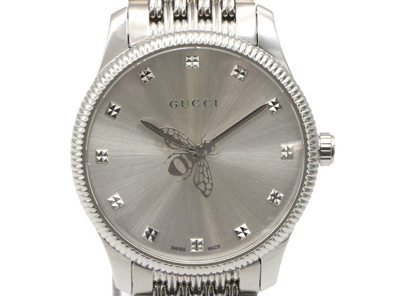 【 グッチ GUCCI 】 腕時計 126.5 YA1265019 Ｇタイムレス ビー SS クォーツ シルバー文字盤 レディース 保・箱 新着 70069-1