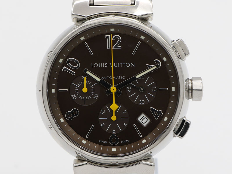 【 ルイヴィトン LOUIS VUITTON 】 Q1121 タンブールクロノ SS 自動巻 デイト メンズ 新着 70272-1