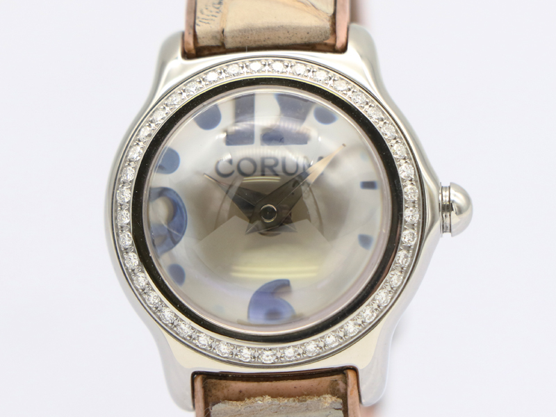 【 コルム CORUM 】 腕時計 バブル 101.151.47 ドーム型ガラス ダイヤベゼル SS/革 クォーツ レディース □新着 70281-4