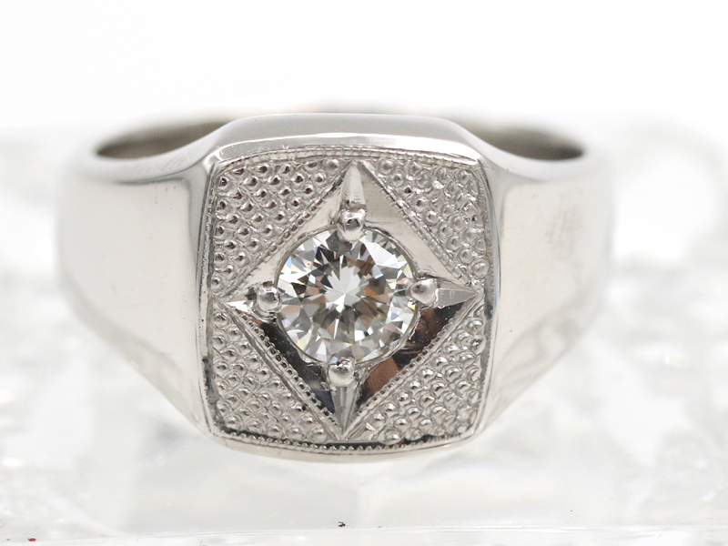 【 プラチナ PT900 】 メンズ ジュエリー 指輪 リング ダイヤモンド 17.7g 印台 16号 ☆新着 70334-3