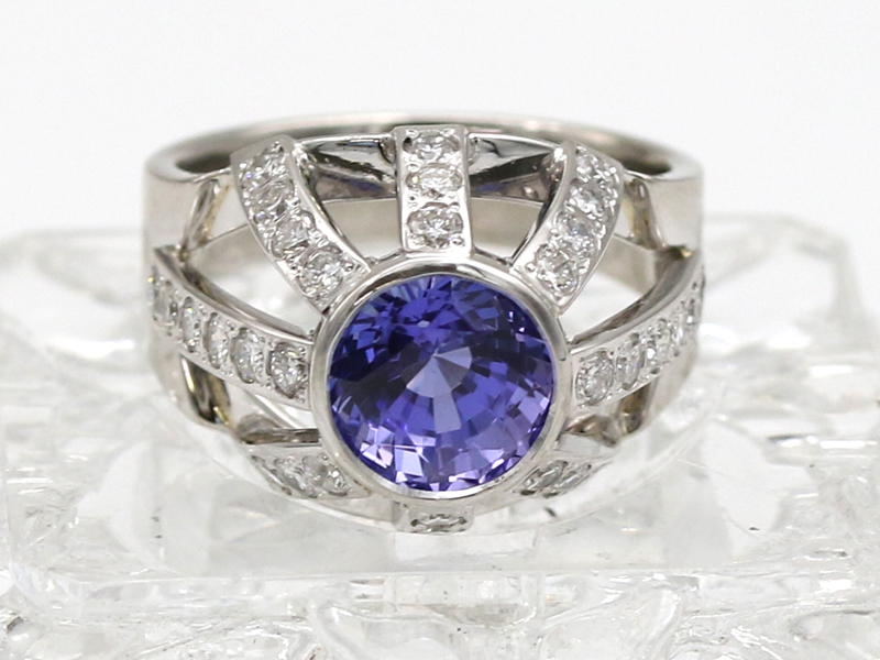 【 プラチナ PT900 】 指輪 リング タンザナイト 3.00ct ダイヤモンド 0.87ct 11.3g 13号 レディース ☆新着 70381-1