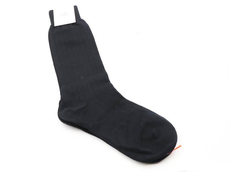 新着 未使用 送料無料 Hermes エルメス Hロゴ ソックス 靴下 ウール サイズ10 ブラック メンズ 704 0