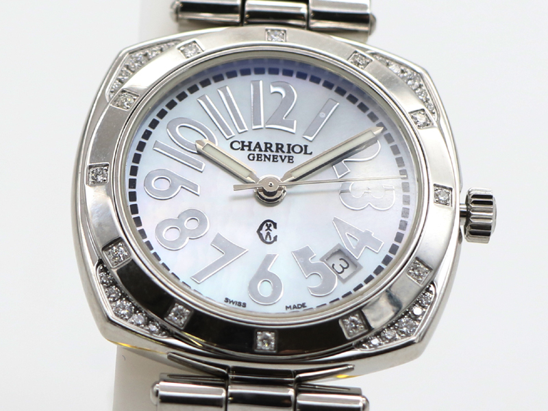 【 シャリオール PHILIPPECHARRIOL 】 腕時計 アレキサンダー ALEXS SS 12Pダイヤ クォーツ デイト レディース 箱 □新着 76063-8