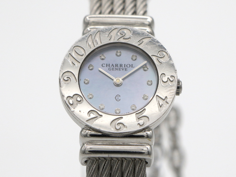 【 フィリップ シャリオール PHILIPPE CHARRIOL 】腕時計 028A サントロペ ブルーシェル SS 12Pダイヤ クォーツ レディース □新着 76073-4