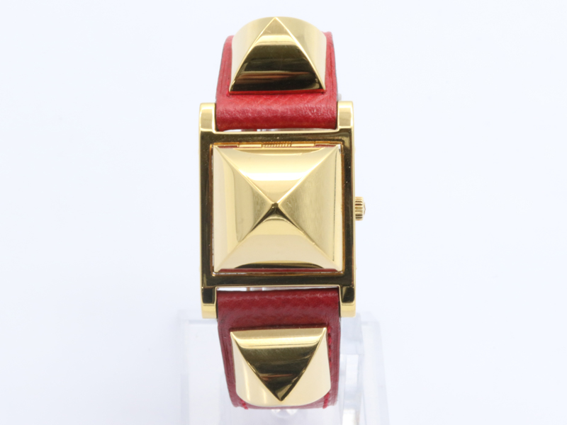 【 エルメス HERMES 】 腕時計 ME1.210 メドール ベルトウォッチ GP/革 クォーツ レディース 保・箱 新着 76078-19