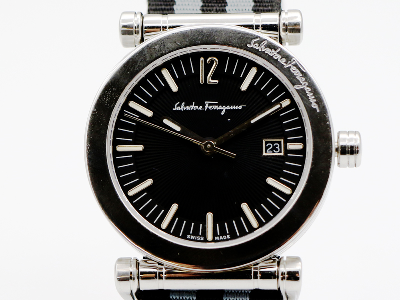 【 フェラガモ Salvatore Ferragamo 】 腕時計 F50LBQ SS/ナイロンベルト クォーツ デイト メンズ 新着 76080-6