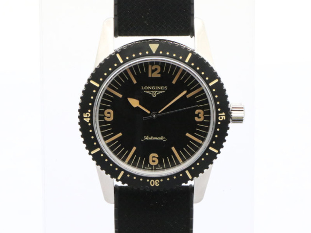 【 ロンジン LONGINES 】L2.822.4 ヘリテージ スキンダイバー SS/ラバー 自動巻 メンズ 箱・保 新着 70239-3