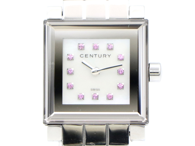 【 センチュリー CENTURY 】 腕時計 タイムジェム ピンクダイヤ インデックス12P スクエア SS クォーツ レディ－ス  箱 保 □新着 00272-0